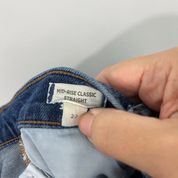 Madewell Size 23 Blue Mid Rise Classic Straight Leg Ankle Cropped Jeans - Picture 10 of 14